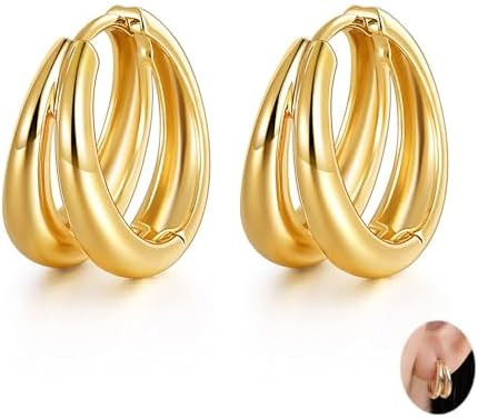 Gold Huggie Hoop Earrings for Women with 925 Sterling Silver Posts | Amazon (US)