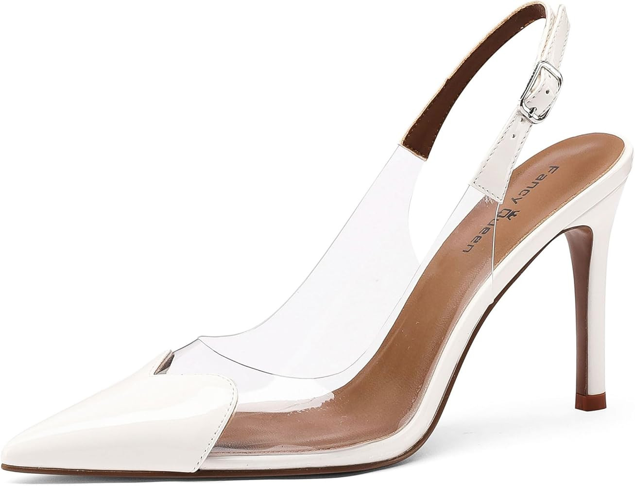 Clear Slingback Heels for Women Sexy Pointed Toe with Love Pattern Elegant Sling Back Design | Amazon (US)