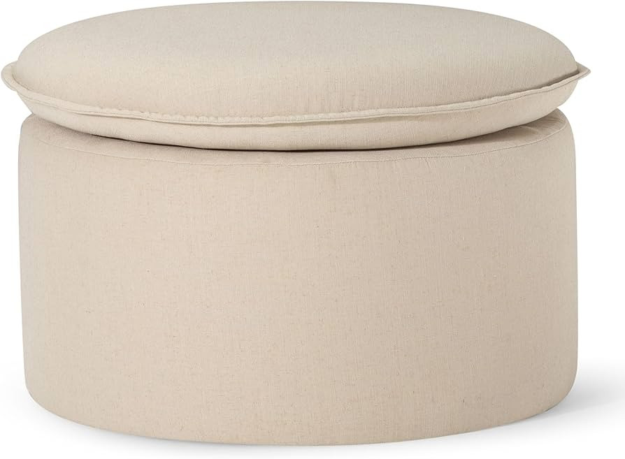 Maven Lane Lyra Contemporary Large Round Upholstered Ottoman, Cushioned Footrest for Living Room ... | Amazon (US)