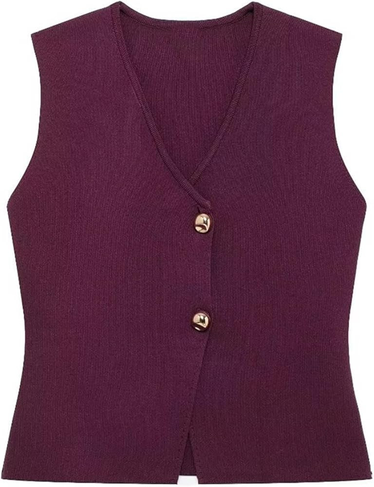 V Neck Sweater Vest for Women, Casual Sleeveless Knit Tank Tops, Button Down Knitted Cardigan | Amazon (US)