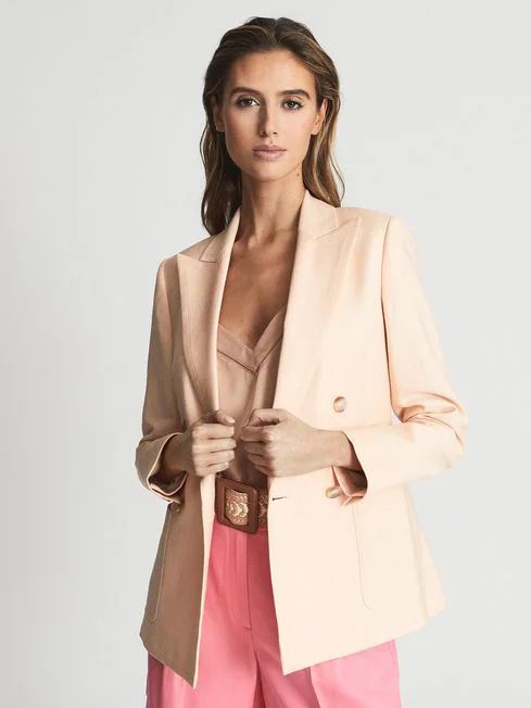Double Breasted Twill Blazer | Reiss US