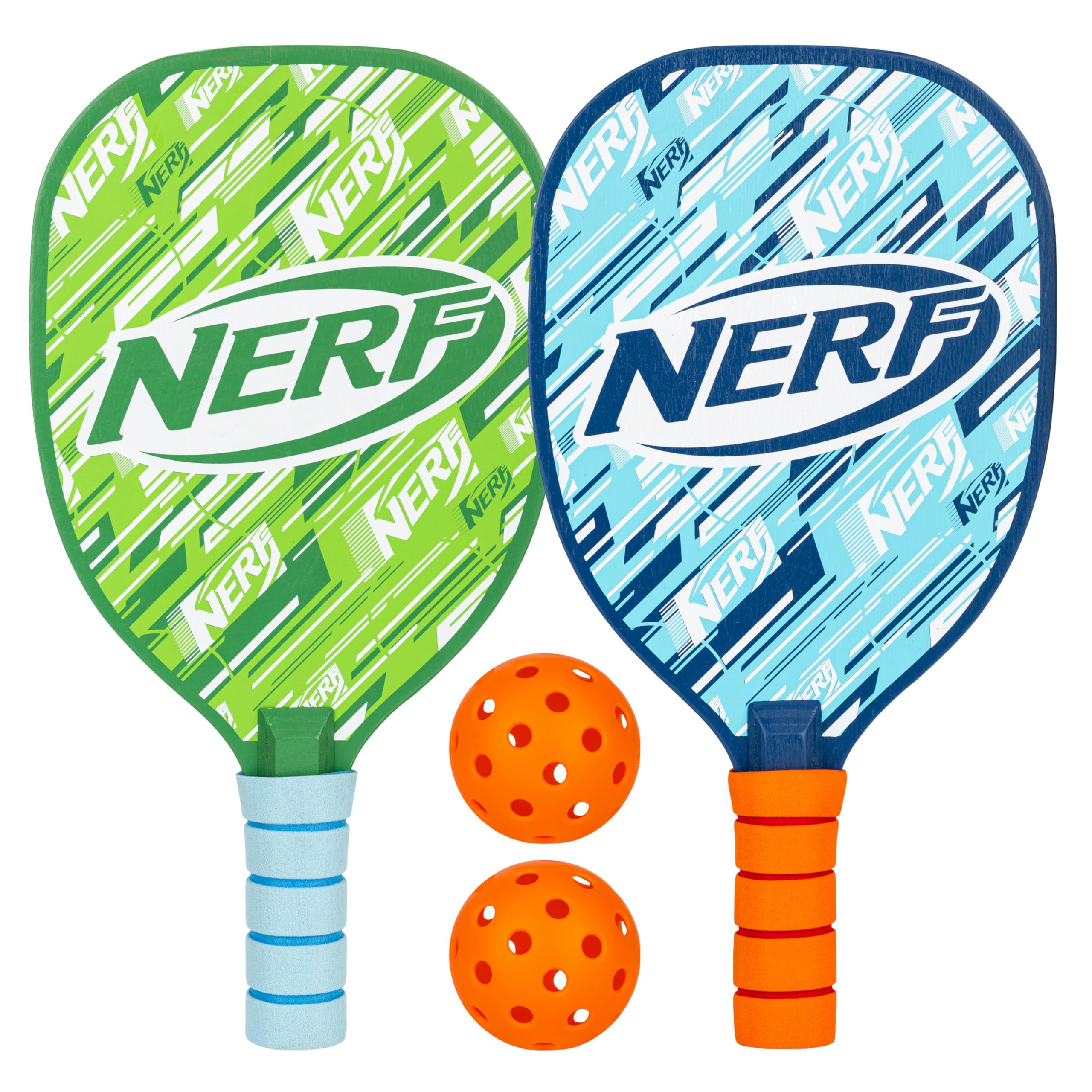 NERF 2 Player Pickleball Paddle Set - Youth Pickleball Equipment Set - (2) Wooden Paddles with Fo... | Amazon (US)
