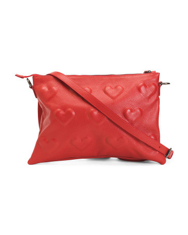 Made In Italy Leather Heart Hardware Crossbody | TJ Maxx
