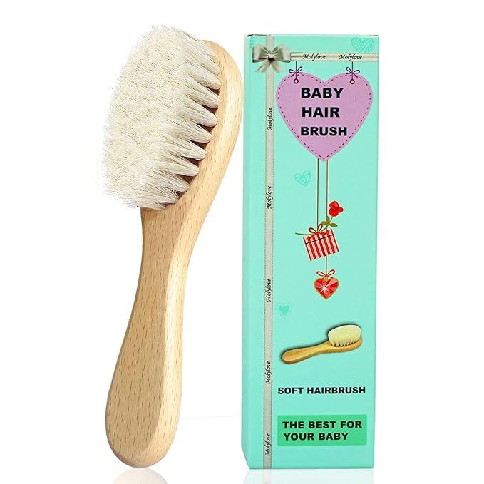 Molylove Baby Hair Brush with Wooden Handle and Super Soft Goat Bristles for Newborns & Toddlers | Amazon (US)