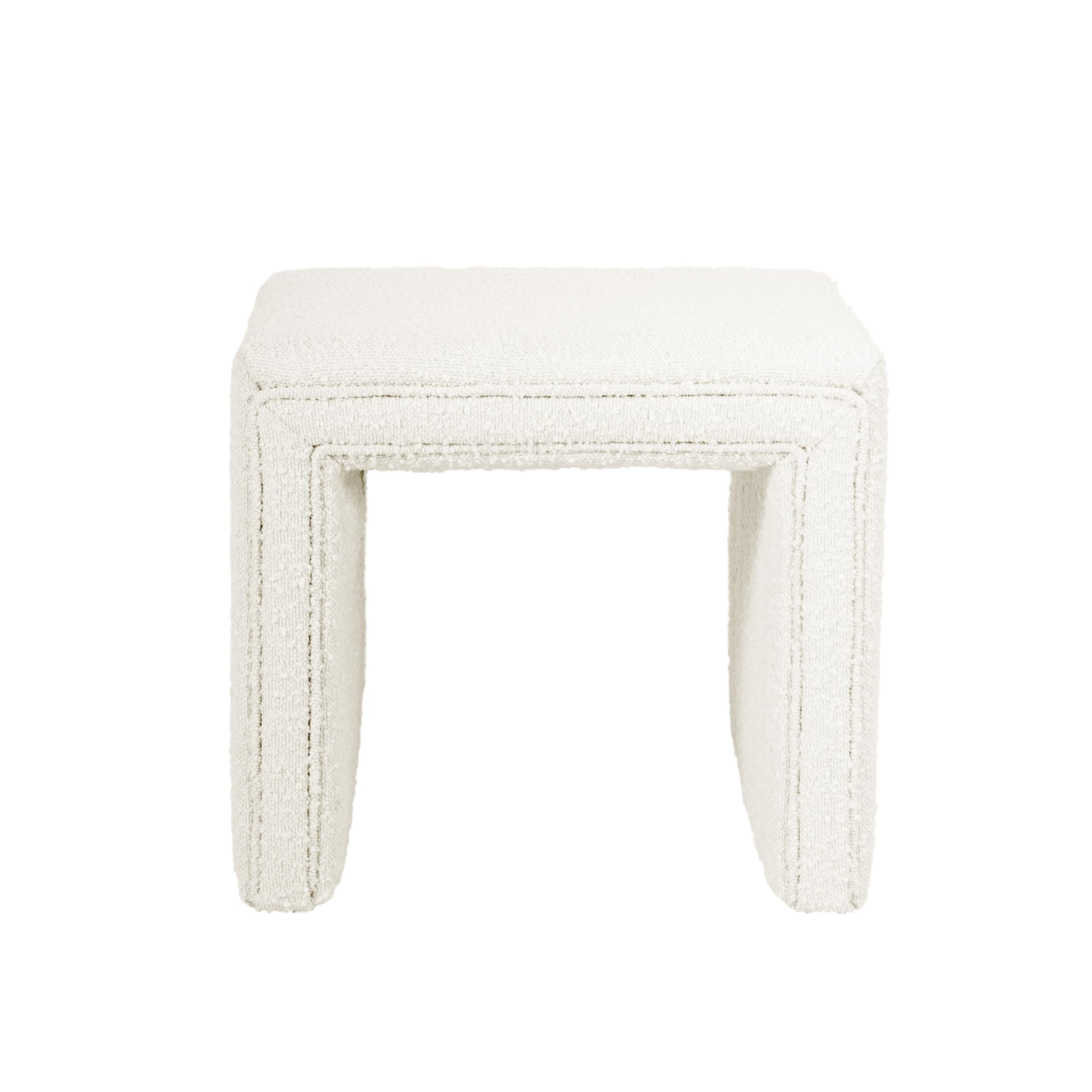 HomePop Modern Channel Tufted Ottoman Home Décor|Ottoman for Living Room & Bedroom - Cream Boucl... | Amazon (US)