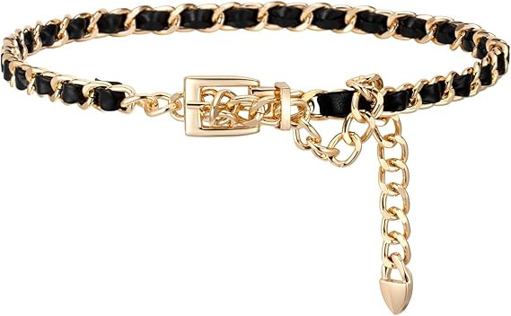 Chain Belts Leather Waist Belt for Women Layered Metal Chain Belt | Amazon (US)