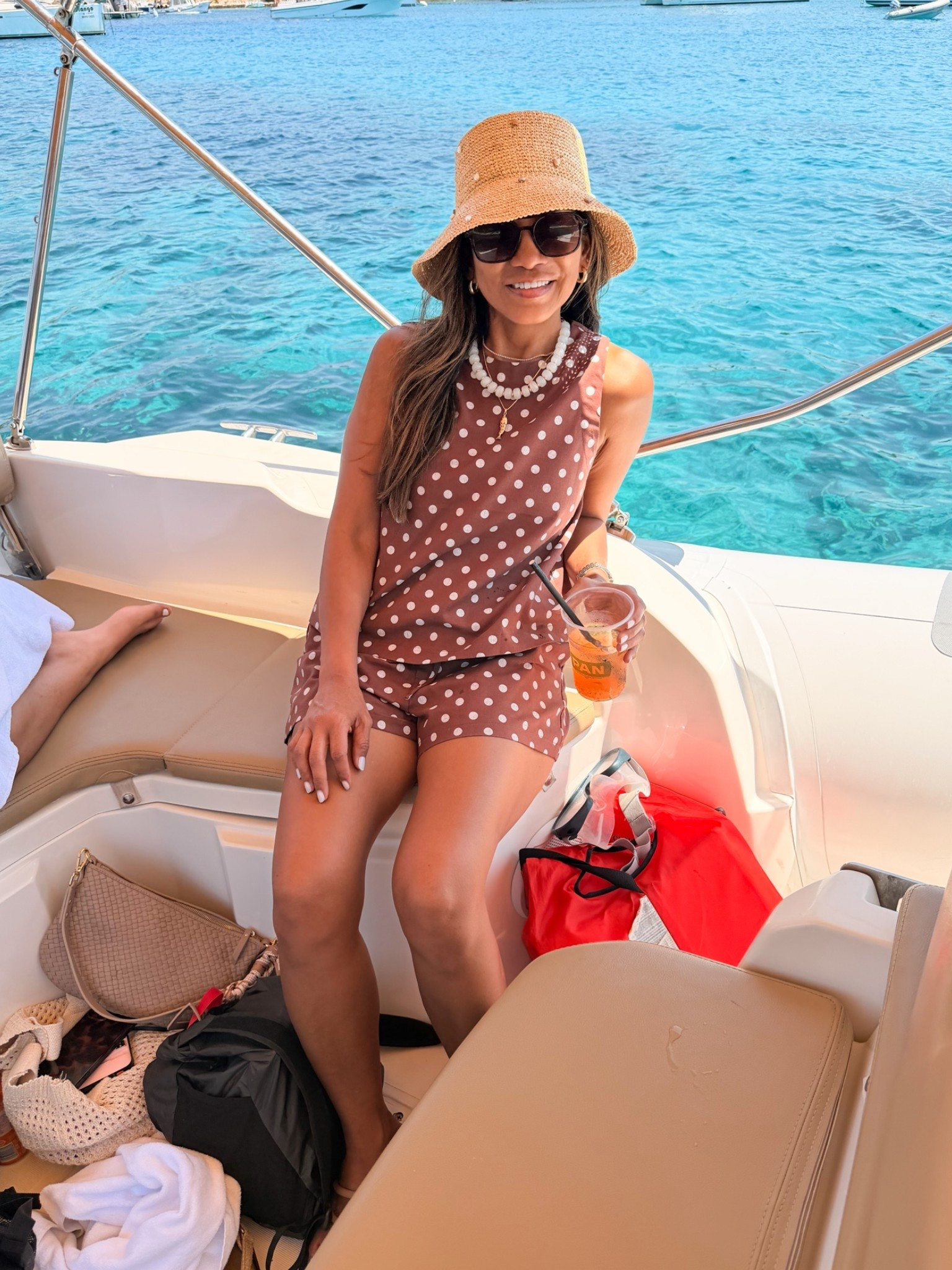I’m 5’2” 118#ish for reference 
Shorts set in small tts. I wore it on boat day as a swim cover up.
Sandals tts.
Europe Outfit, swim outfit

#LTKOver40 #LTKSeasonal #LTKSwim