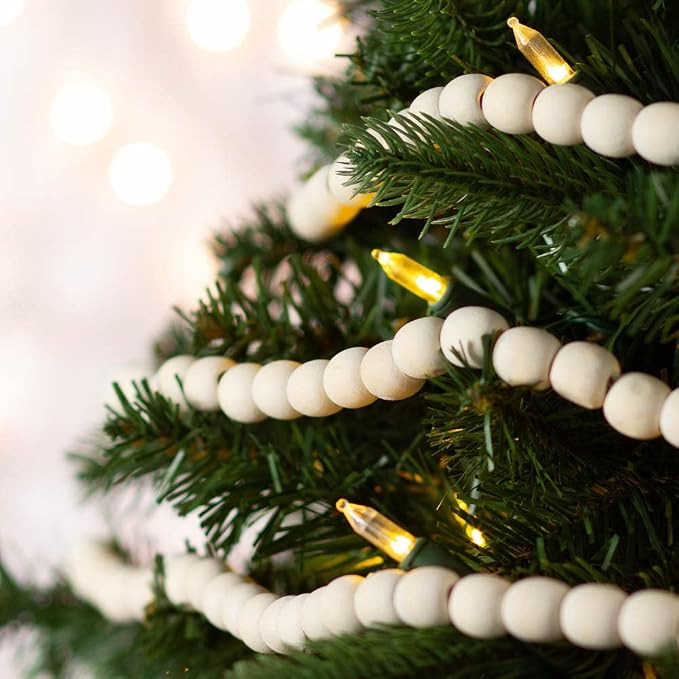 Whitewashed Wood Bead Garland by Factory Direct Craft - White Washed Wooden Bead Garland for Chri... | Amazon (US)