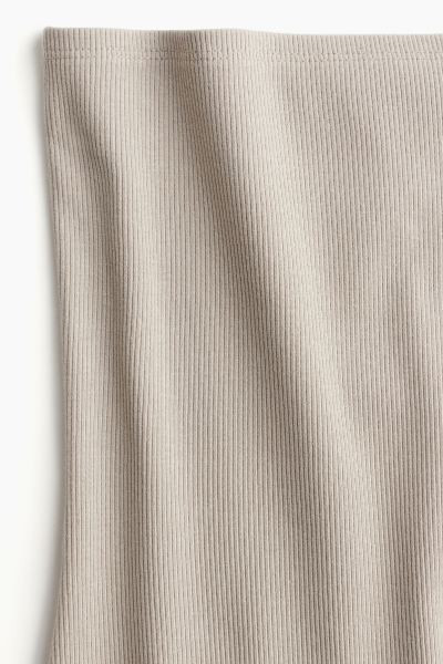 Ribbed Tube Top - Sleeveless - Regular length - Light taupe - Ladies | H&M US | H&M (US + CA)