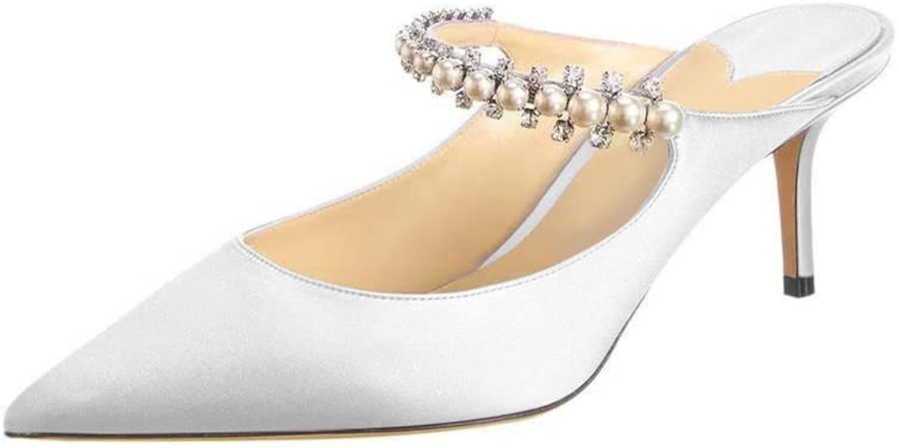 Jimishow Mule Heels Pointed Toe Heeled Mules for Women Strappy Satin Heels Slip On Wedding Shoes ... | Amazon (US)