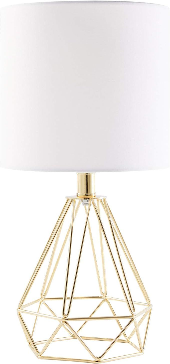 CO-Z Modern Table Lamp with White Fabric Shade, Gold Desk Lamp with Hollowed Out Base for Living ... | Amazon (US)