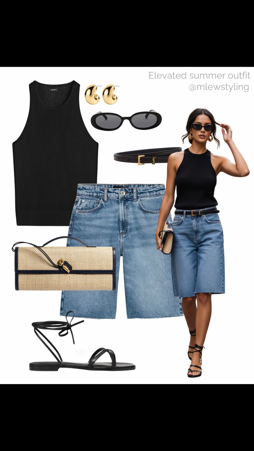 How to style denim Bermuda shorts for summer 💫

Tags: elevated summer outfit, old money style, long jean shorts, leather sandals, raffia clutch bag, ysl belt, black sunglasses, neutral outfit, capsule wardrobe