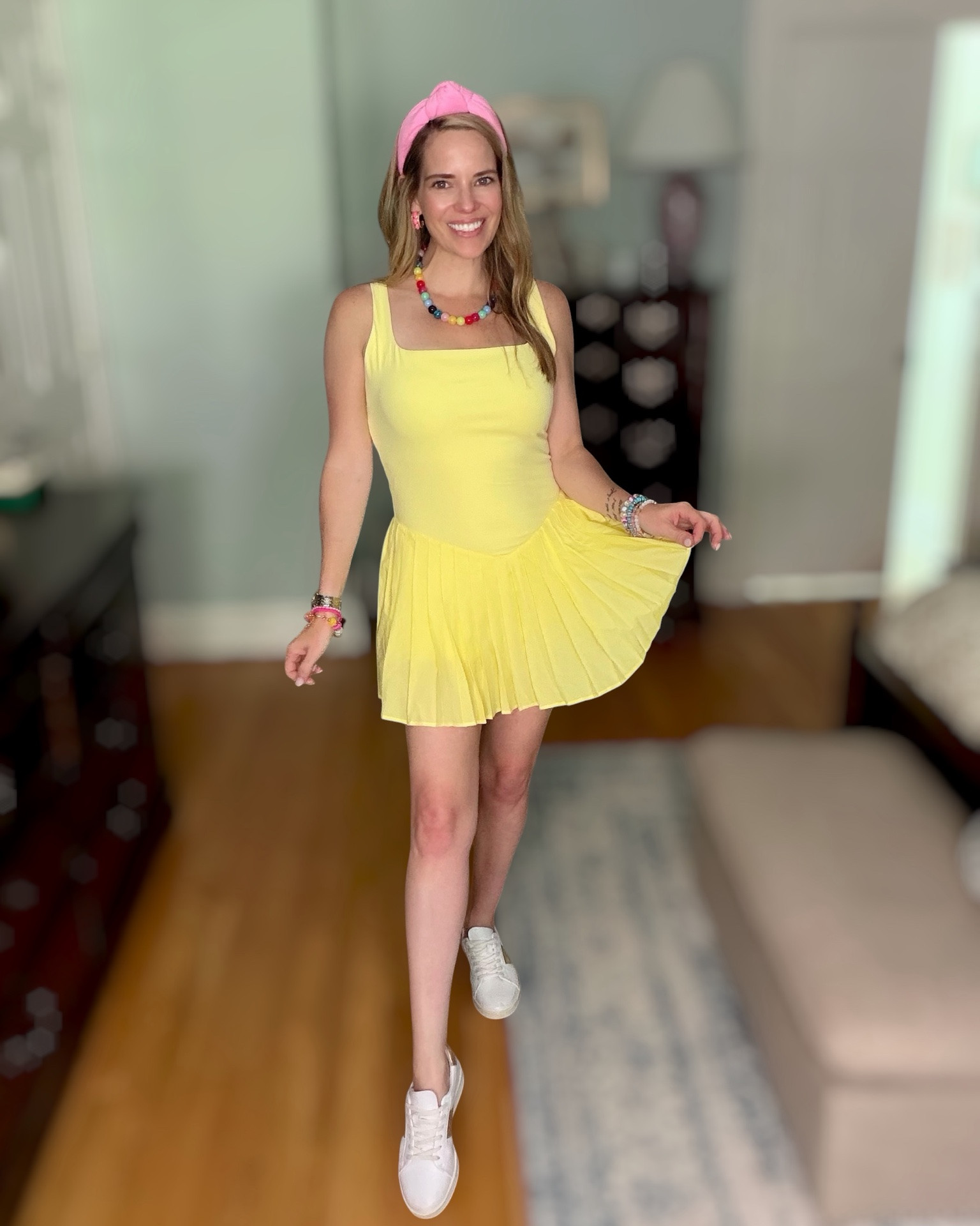Sunshine Yellow Tennis Dress Outfit 🎾☀️💛

This adorable square-neck tennis dress with built-in shorts is equal parts cute and practical! I paired this buttery yellow pleated athletic dress with white sneakers, a pink knotted headband, colorful beaded jewelry, and fun summer accessories for a playful preppy look that’s perfect for pickleball, golf, errands, vacation, or everyday wear. Comfortable, flattering, and under $40! 🍋🌈👟💕

Amazon tennis dress, athletic dress with built-in shorts, yellow tennis dress, pickleball outfit, golf dress, colorful summer outfit, preppy summer style, casual vacation outfit, square neck athletic dress, white sneakers outfit, Amazon fashion finds, affordable summer fashion. 💛🎾✨🌸👟🍋🌈

#LTKActive #LTKmomlife #LTKfitnessgoals