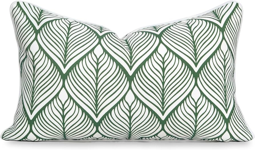Hofdeco Premium Coastal Patio Indoor Outdoor Lumbar Pillow Cover Only, 12"x20" Water Repellent fo... | Amazon (US)