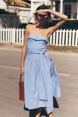 Mare Mare Strapless Shirting Midi Dress | Anthropologie (US)