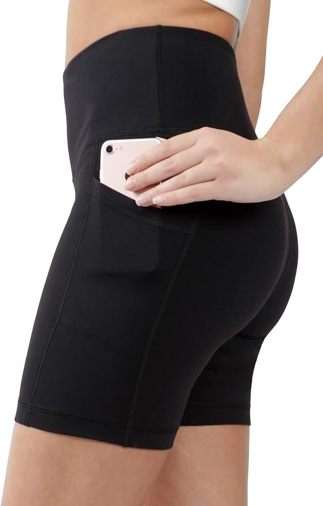 90 Degree By Reflex - High Waist Power Flex Biker Shorts with Side Pockets - 5", 7", 9" | Amazon (US)