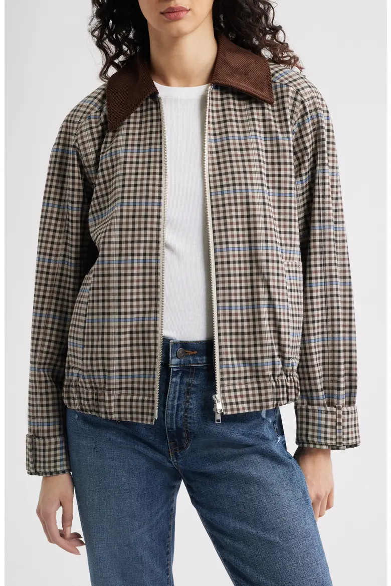 York Corduroy Collar Check Jacket (Women) | Nordstrom | Nordstrom
