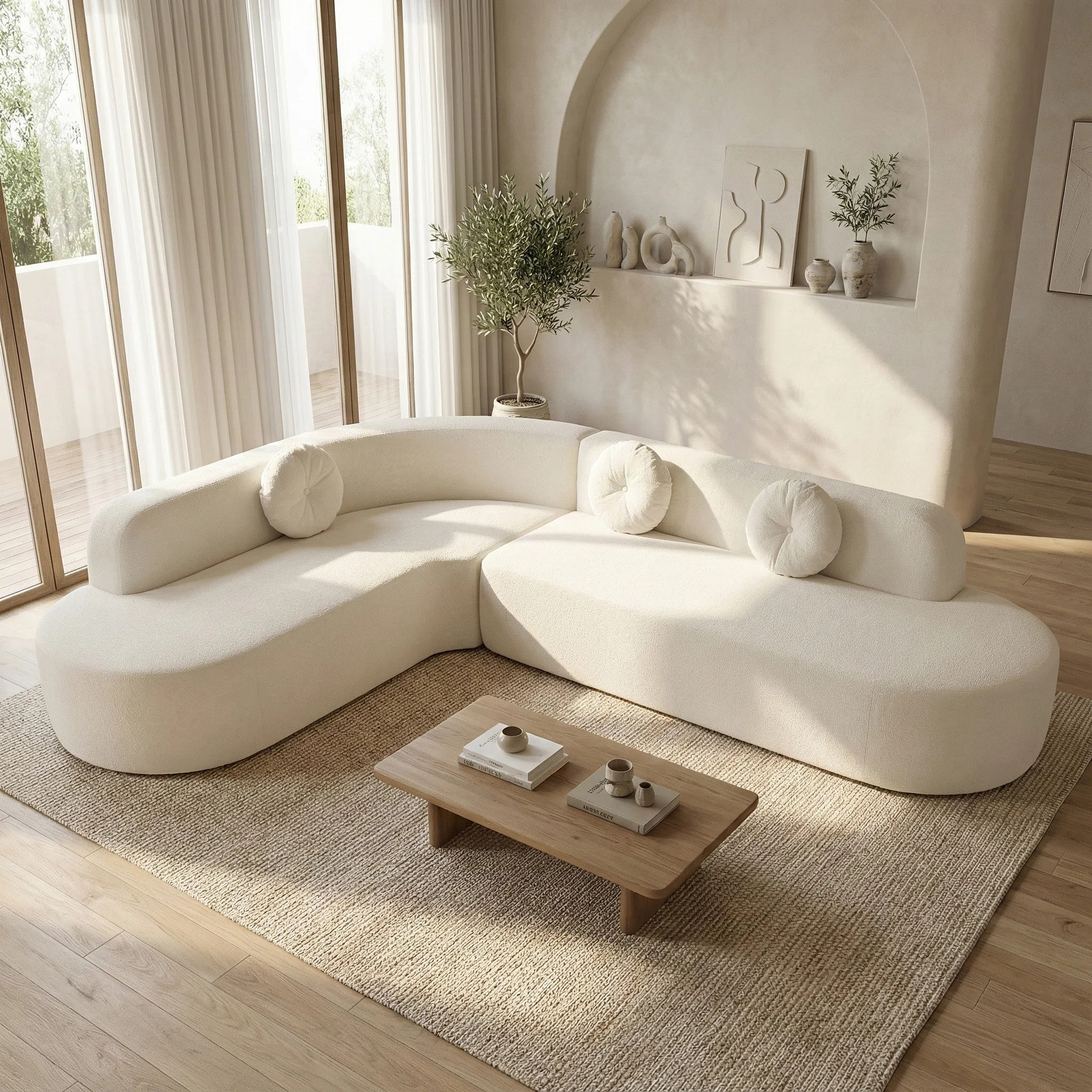 Oversized Curved Corner Sectional Sofa with Sculpted Silhouette | Wayfair North America