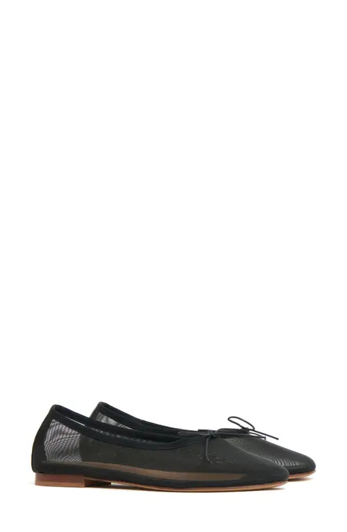 Mansur Gavriel Dream Mesh Ballerina Flat in Black at Nordstrom, Size 37 | Nordstrom