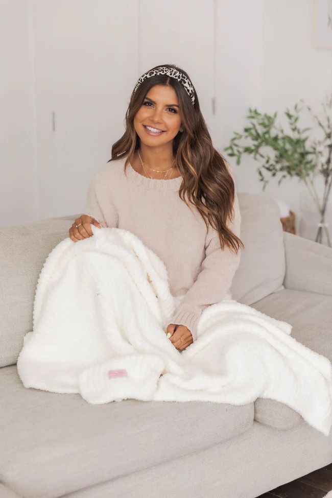 Maybe I'll Stay Fuzzy Cream Blanket | The Pink Lily Boutique