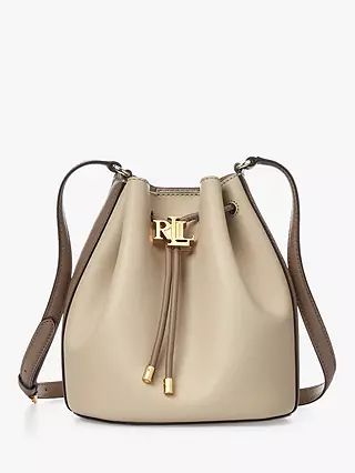 Lauren Ralph Lauren Andie 19 Leather Bucket Bag, Truffle | John Lewis (UK)