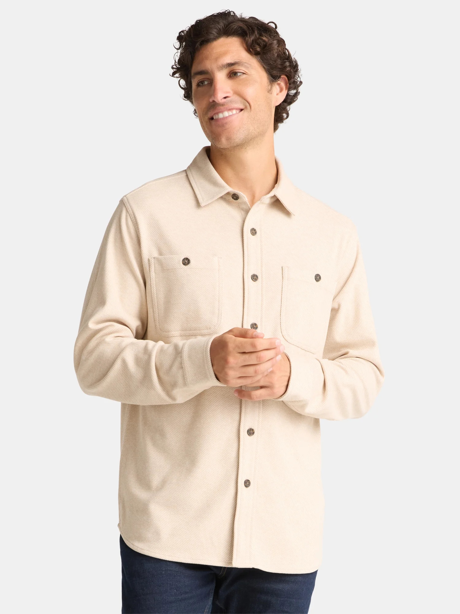 George Men's and Big Men's Brushed Knit Button Down Shirt, Sizes S-3XL | Walmart (US)