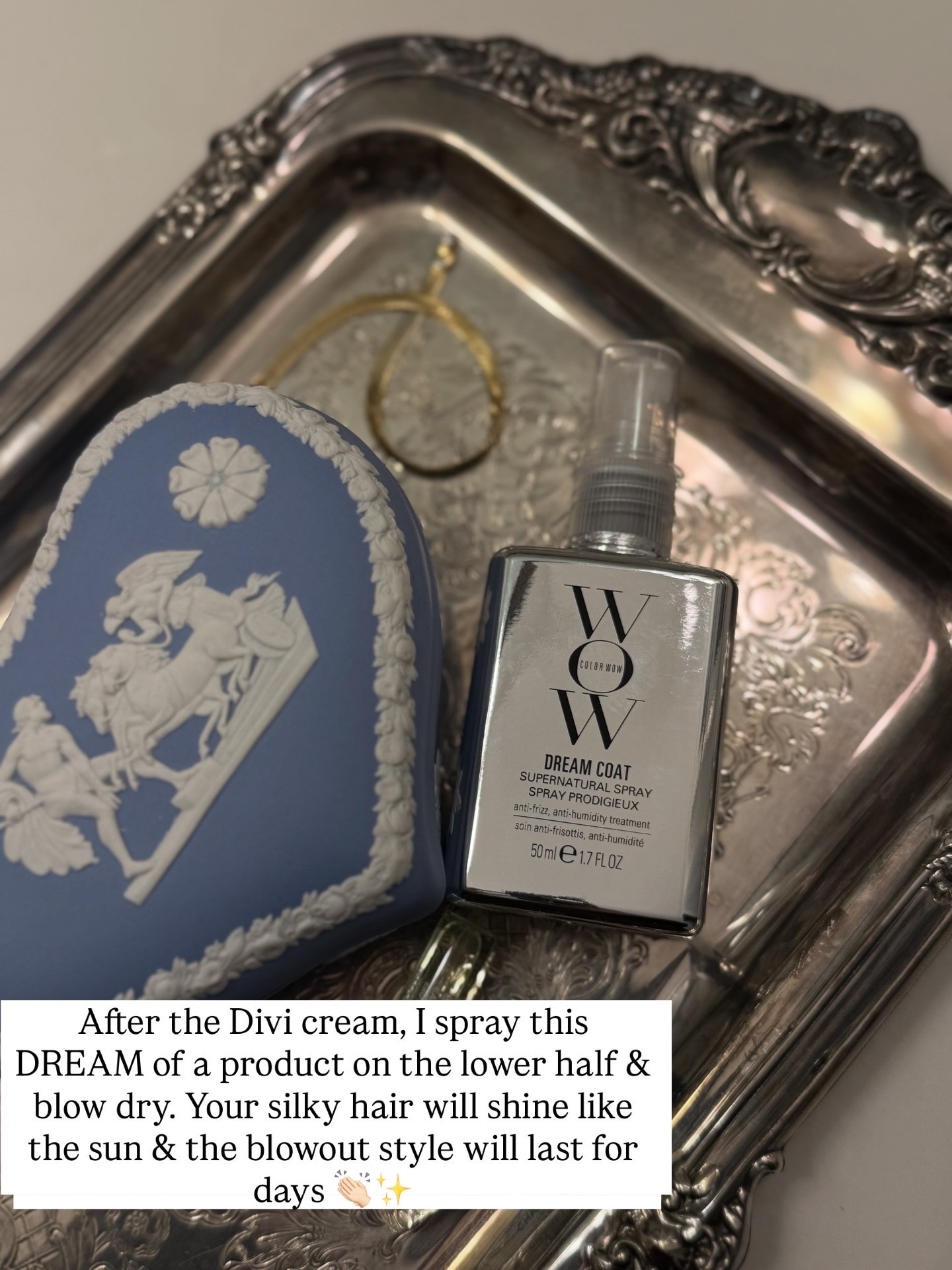 After the Divi cream, I spray this
DREAM of a product on the lower half of my hair & blow dry. Your silky hair will shine like the sun & the blowout style will last for days ✨
How to make your blowout hold & stay for silky hair all week long
My top beauty favorites of 2025 - tried & true products I use daily / weekly! 🩷

#LTKselfcare #LTKBeauty