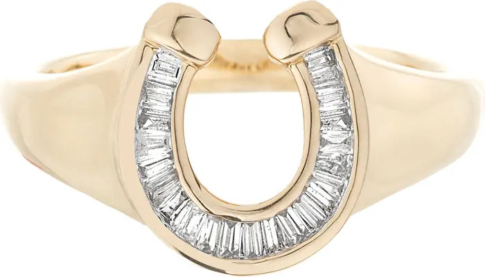 Baguette Diamond Horseshoe Signet Ring | Nordstrom