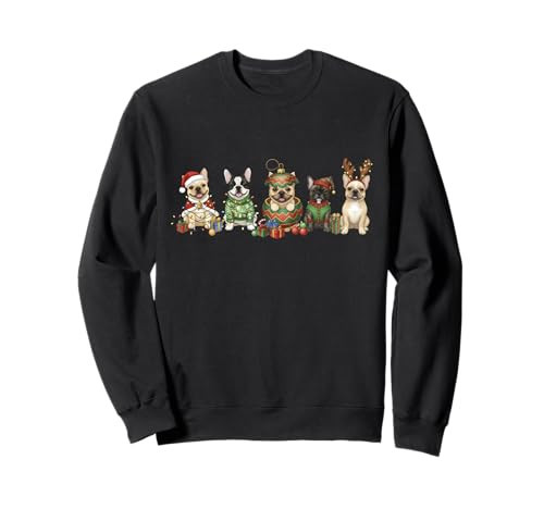 Xmas French Bulldog Dogs Christmas Lights Frenchie Dog Lover Sweatshirt | Amazon (US)