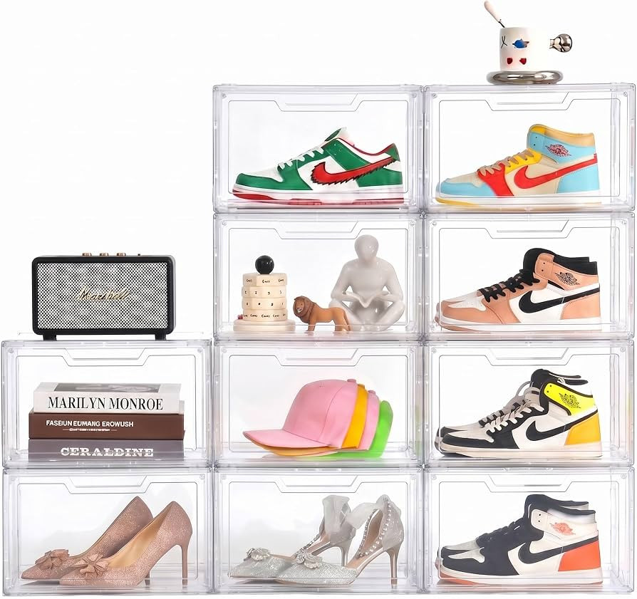 Magnetic Acrylic Clear Shoe Boxes \u2013 360\u00b0 Transparent Stackable Sneaker Storage & Organi... | Amazon (US)