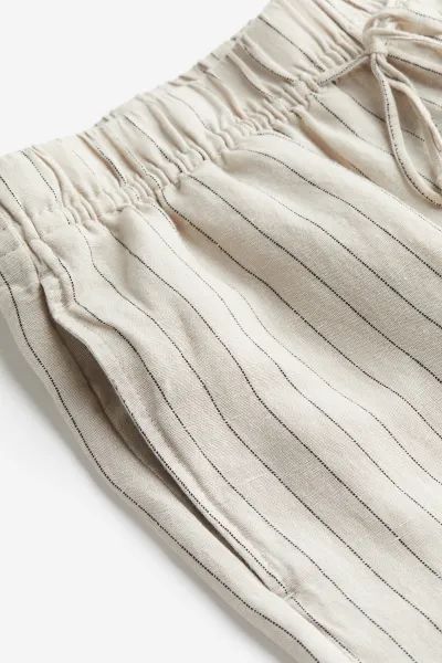 Linen-blend Pull-on Pants - Light beige - Ladies | H&M US | H&M (US + CA)