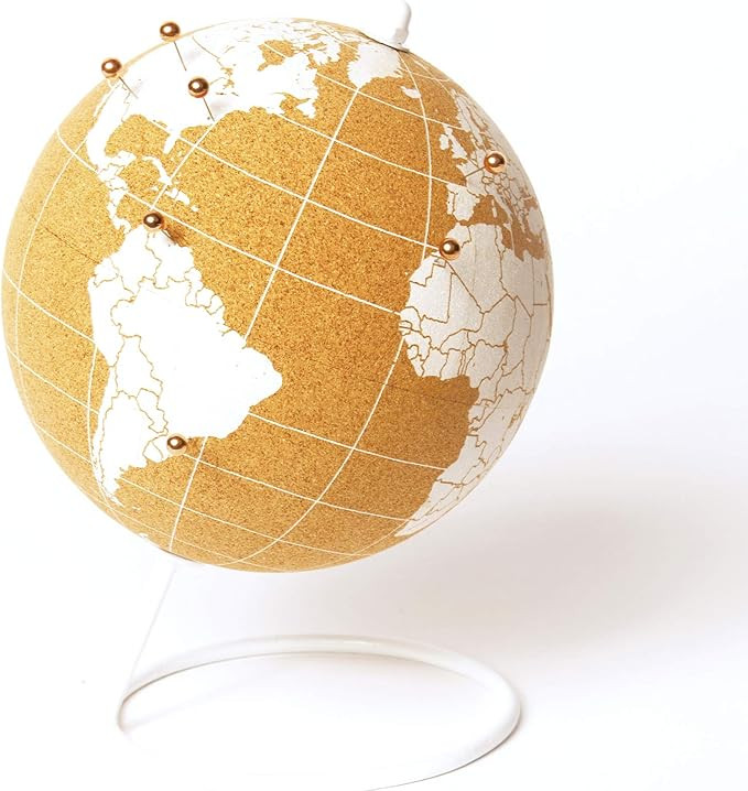 ITA's - Cork Globe Travel Tracker with Silver Push Pins | Stainless Steel Base | Great for Mappin... | Amazon (US)