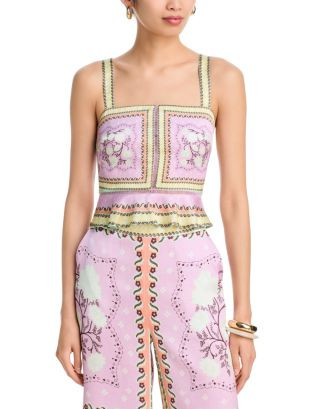 AQUA Scarf Print Peplum Top - Exclusive | Bloomingdale's Women | Bloomingdale's (US)