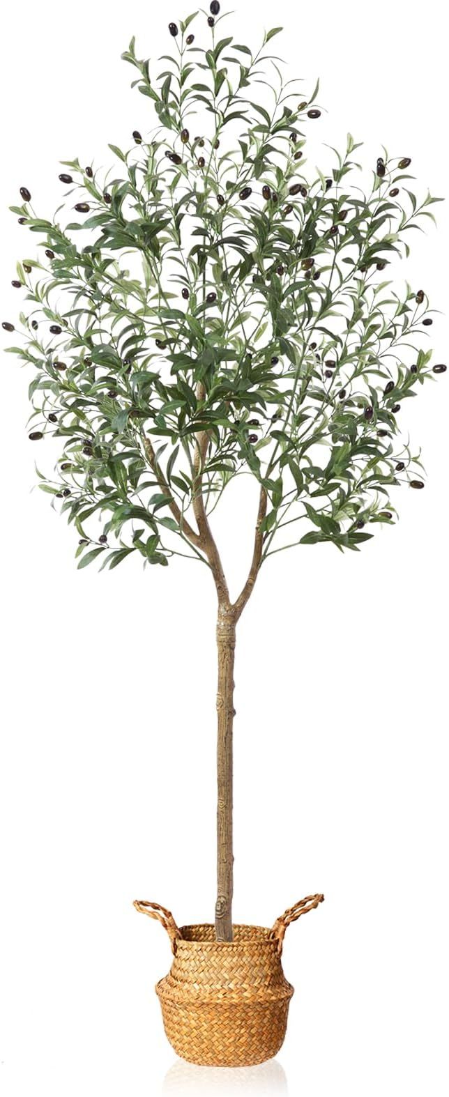 MOSADE Artificial Olive Tree 6 Feet Fake Olive Silk Plant and Handmade Seagrass Basket, Perfect T... | Amazon (US)