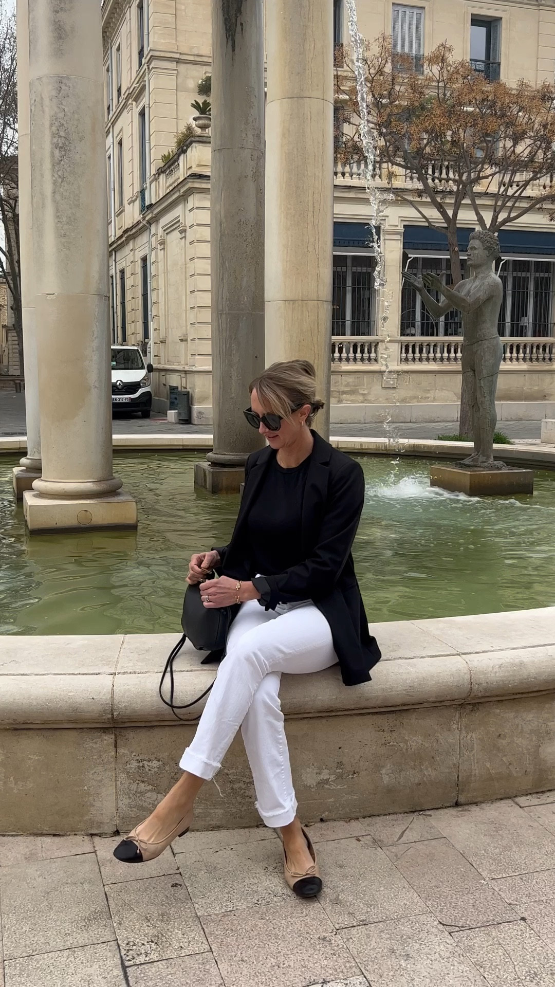 White denim
Ecru denim
Blazer
Spring outfit 
Black tee
Black sunnies
Round sunglasses
Wearing staple pieces 

#LTKstyletip #LTKunder100 #LTKtravel