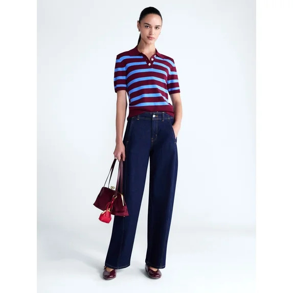 Free Assembly Women's and Women's Plus Side Panel Barrel Jeans, 30" Inseam, Sizes 0-28W | Walmart (US)