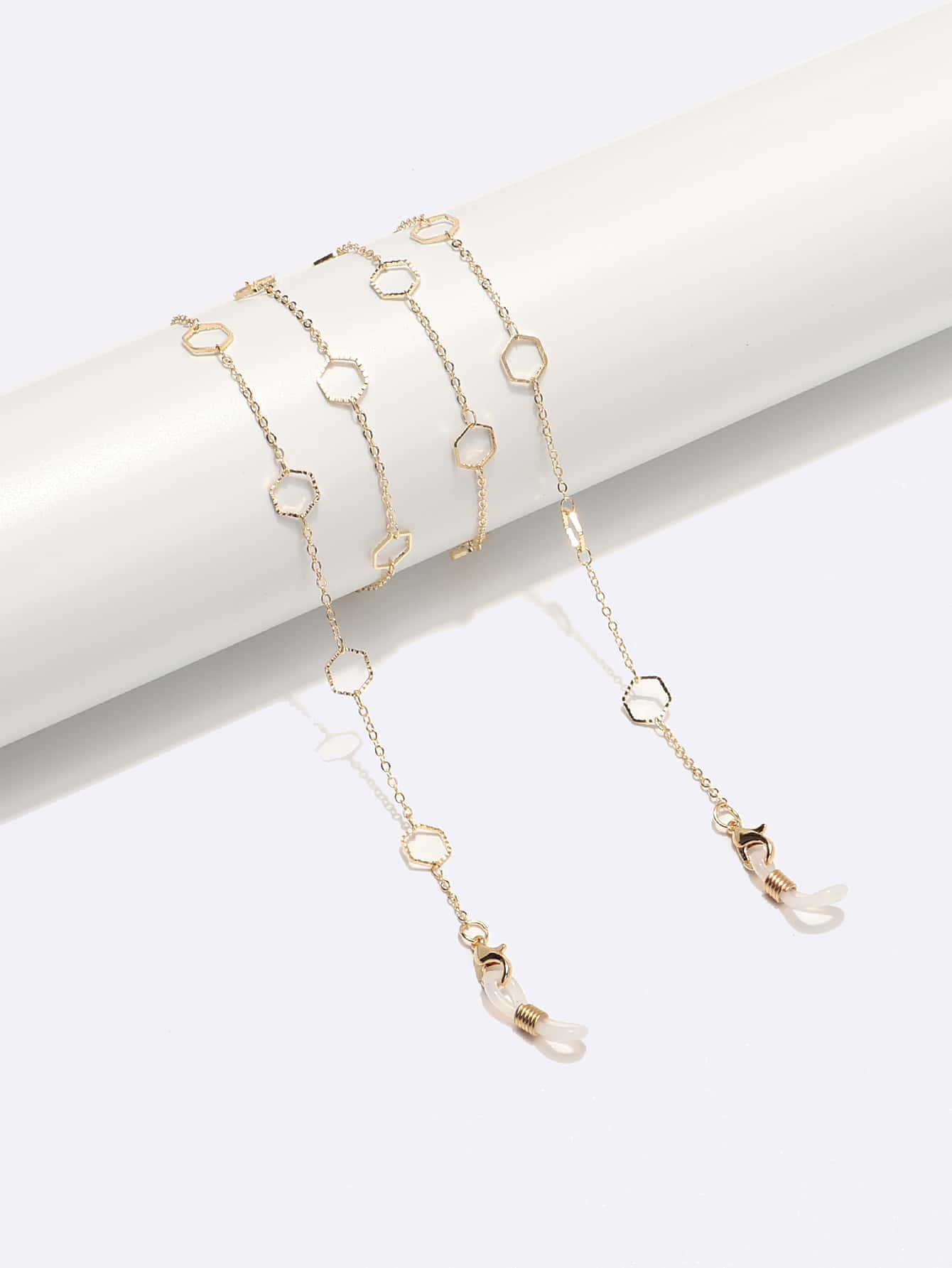 Elegant 1pc Metallic Polygon Eyeglasses Chain - Copper, Gold Or Silver | SHEIN