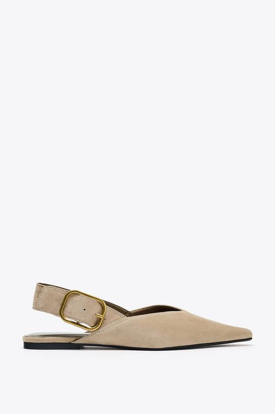 SPLIT LEATHER BUCKLE SLINGBACKS | Zara US