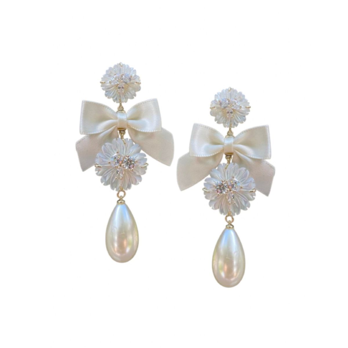 Embellished Mother Of Pearl & Ivory Bow | Wolf & Badger (US)
