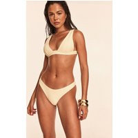 Butter Yellow Plunge Triangle Seam Detail Bikini Top | PrettyLittleThing US