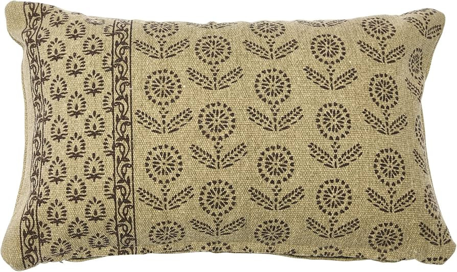 Creative Co-Op Floral Fields Lumbar Pillow Decorative Pillow Cover, 12" x 20", Beige | Amazon (US)