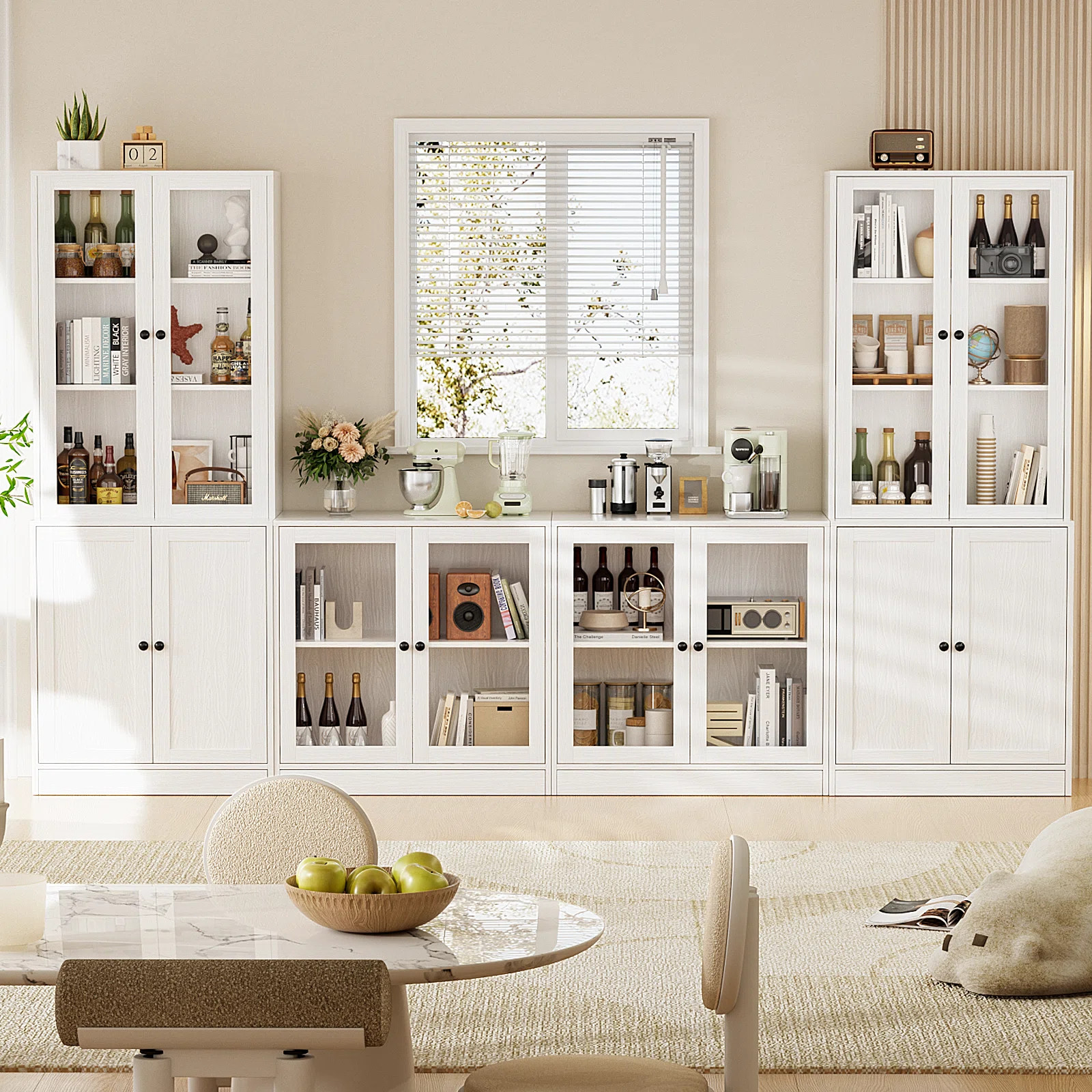 71'' Kitchen Pantry With Bookcases, Farmhouse Wall Unit Tv Stand For Tvs Up To 75" | Wayfair North America