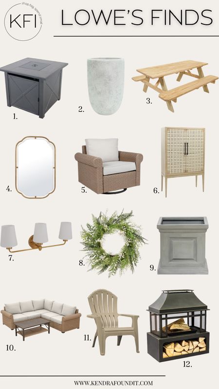 #ad Lowes finds and deals part 2️⃣! The 2024 @loweshomeimprovement SpringFest Sale is here and I did all the shopping work for you! I found a stylish and affordable outdoor fire pit, a neutral picnic table, super realistic faux concrete planters, a wicker patio set, a modern organic brass vanity light, a transitional spring wreath, plastic tan outdoor chairs, and so much more. All of these pisces come together to back the modern traditional backyard and home of my dreams. ☀️

The sale runs from April 4 - May 1, 2024, which means it’s the perfect time to make some home updates and get ready for spring and summer 2024. Bring on the sun!

#lowespartner #lowes #transitionaldesign 

#LTKSeasonal #LTKhome #LTKsalealert