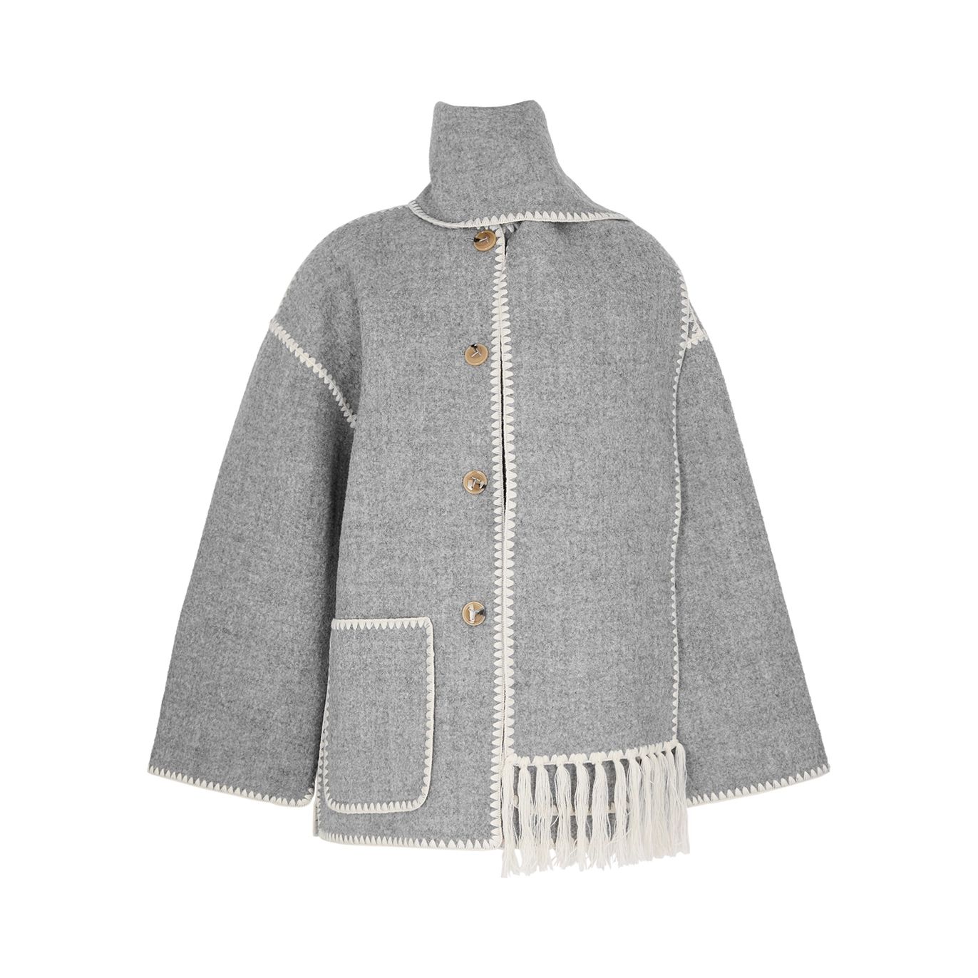 Totême Scarf-effect Wool-blend Jacket - Light Grey - 6 | Harvey Nichols (Global)