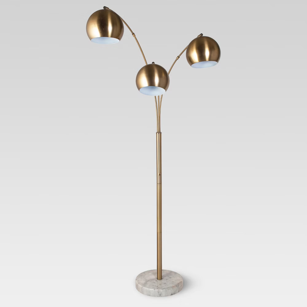 Span 3 Head Metal Globe Floor Lamp Brass (Includes LED Light Bulb) - Project 62 | Target