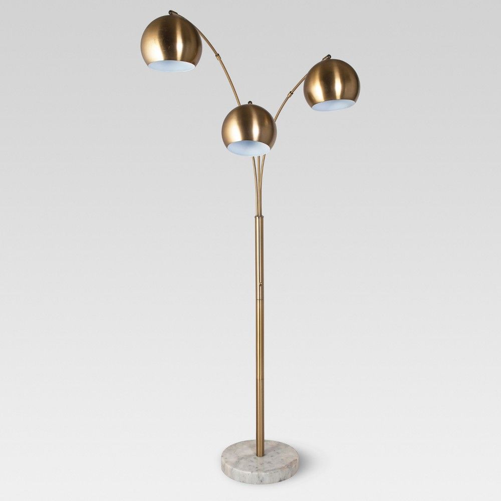 Span 3 Head Metal Globe Floor Lamp Brass (Includes LED Light Bulb) - Project 62 | Target