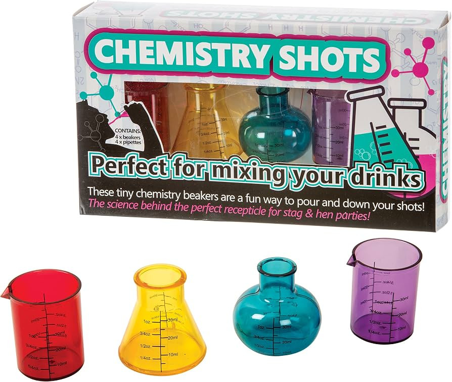 Funtime Gifts Chemistry Shots – Lab-Inspired Plastic Shot Glass Set for Science Lovers! | Amazon (UK)