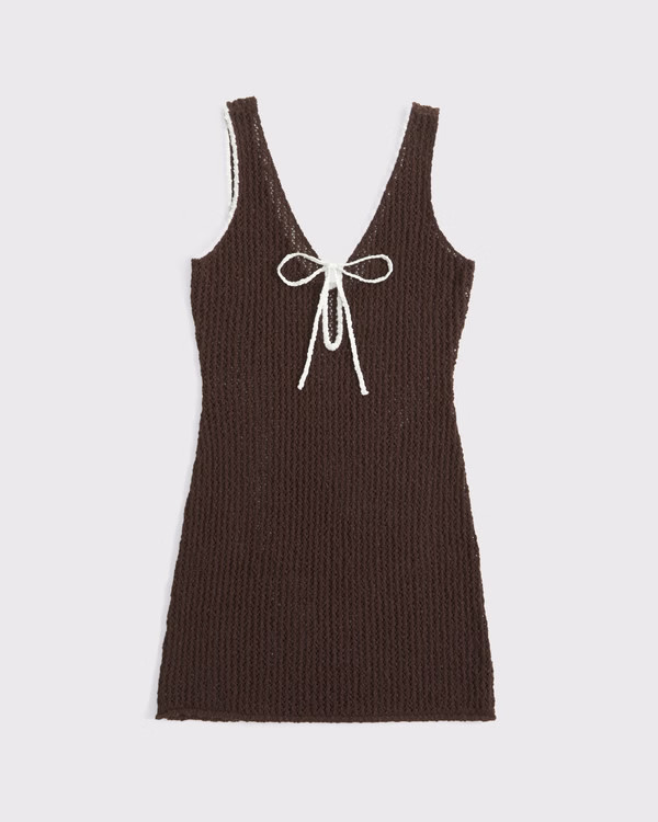 Crochet-Style Mini Dress Coverup | Abercrombie & Fitch (US)