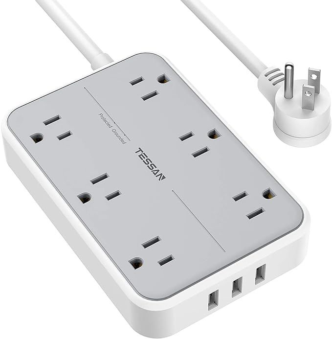 Surge Protector with USB, TESSAN Power Strip Flat Plug with 6 Widely Spaced AC Outlets and 3 USB ... | Amazon (US)