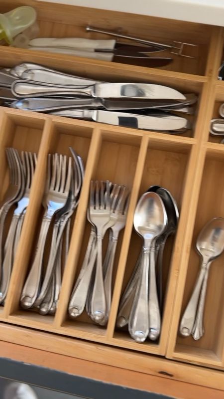 One of my goals for the new year is to re-organize our kitchen. It needs a lot of love and so I bought these bamboo organizers to help organize my silverware drawer. I was so impressed by the size of each slot, and they accommodated all of my silverware perfectly. I also picked up this knife organizer to store all of my knives safely and out of the way. These three organizers fit perfectly together in my drawer! Next, I got these sliding basket organizers for under my kitchen sink to store all of my cleaning supplies. I love these because they utilize the vertical space that otherwise would not have been used.

Amazon find, Amazon essential, Amazon home must-have, Amazon must have, kitchen organization, kitchen essential, silverware drawer, silverware organizer, bamboo organizer, drawer organization, knife organizer, sliding basket organizer, cleaning supplies, cleaning supply organizer, under the sink organization, new year resolution, home organization

#LTKhome #LTKfindsunder50 #LTKVideo